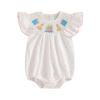 Baby Girls Rompers Birthday Clothes Birthday Cake Embroidery Fly Sleeve Infant Bodysuits Jumpsuits