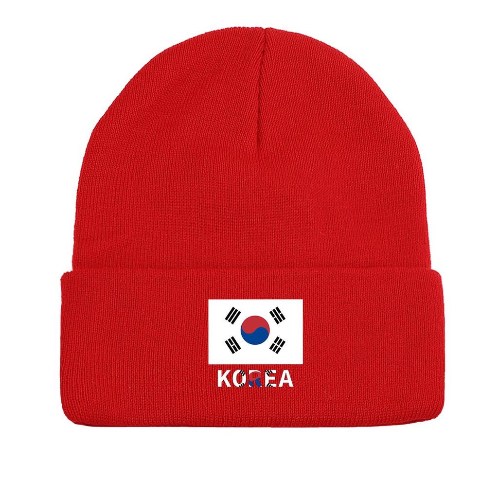 Флаг Южной Кореи Принт Вязаная Шапка Шапка, Шапки Skullies Зима Осень Досуг Головной Убор Вязаная Шапка Шапка