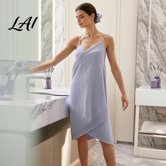 Быстросохнущее надеваемое полотенце для душа Женское с лямкой-петлей Банное с кольцом для волос Мягкий полиэстер Нескользящее Банное обертывание Регулируемая застежка Сушка