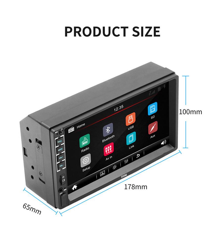 7" HD Car Multimedia Player 2DIN Touch Screen Auto Stereo MP5 Bluetooth USB TF FM Player Support 8LED Rear Camera for Apple XR Interconnection