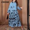 Women's Plus Size Loose Retro Floral Shirt Collar Temperament Commuter Literary Printed Shirt Dress