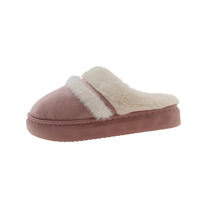 Fur Slippers For Women Winter Fluffy Fashion Warm Thick Sole Plush Cozy Slides For Home Indoor Platform Shoes