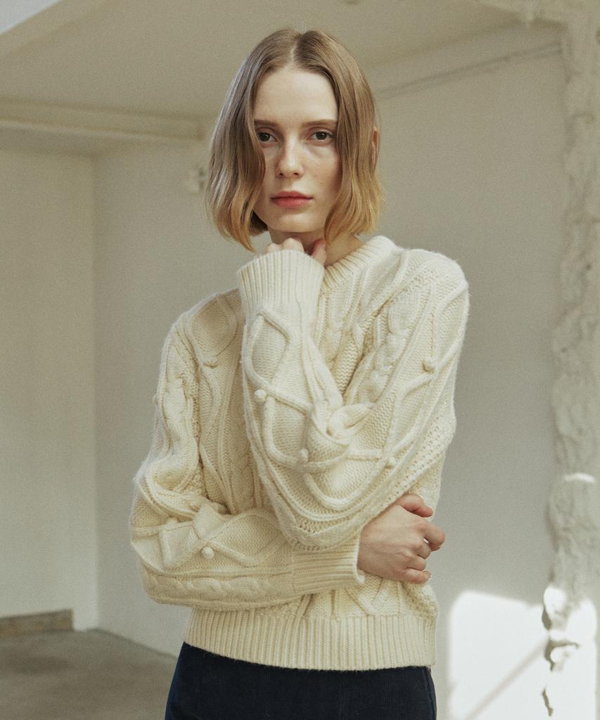 YUPPE Bell Cable Knit_Cream