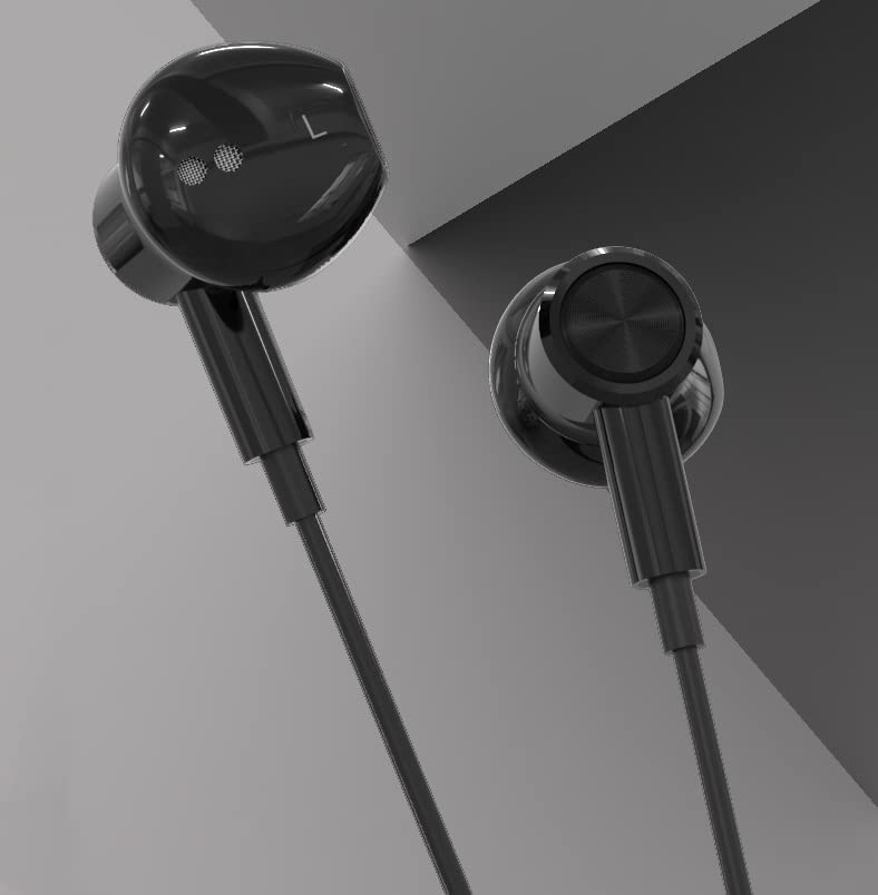 EMorevalue Наушники с шумоподавлением проводные наушники с микрофоном регулировка громкости внутриканальные (3,5 мм, черный)