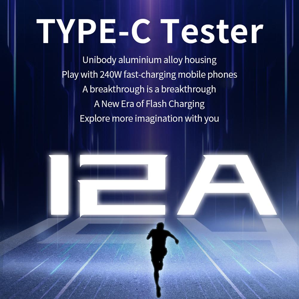Тестер-измеритель мощности Type-C DC 4-30V 0-12A Вольтметр Амперметр Тестер напряжения и тока для зарядного устройства Детектор емкости Power Bank