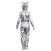 Girls Alien Halloween Costume Metallic Gloss Hood Long Sleeve Front Zipper Jumpsuit Fancy Dress Party Outfit