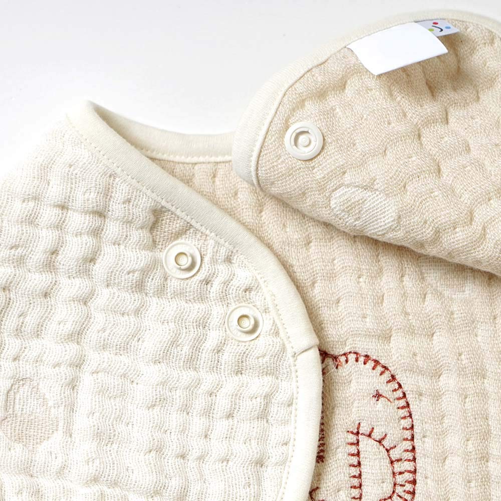 10mois Hoppetta Fufuku Gauze BIB BATON Guri Beige 20211000 - (6-ply Gauze)