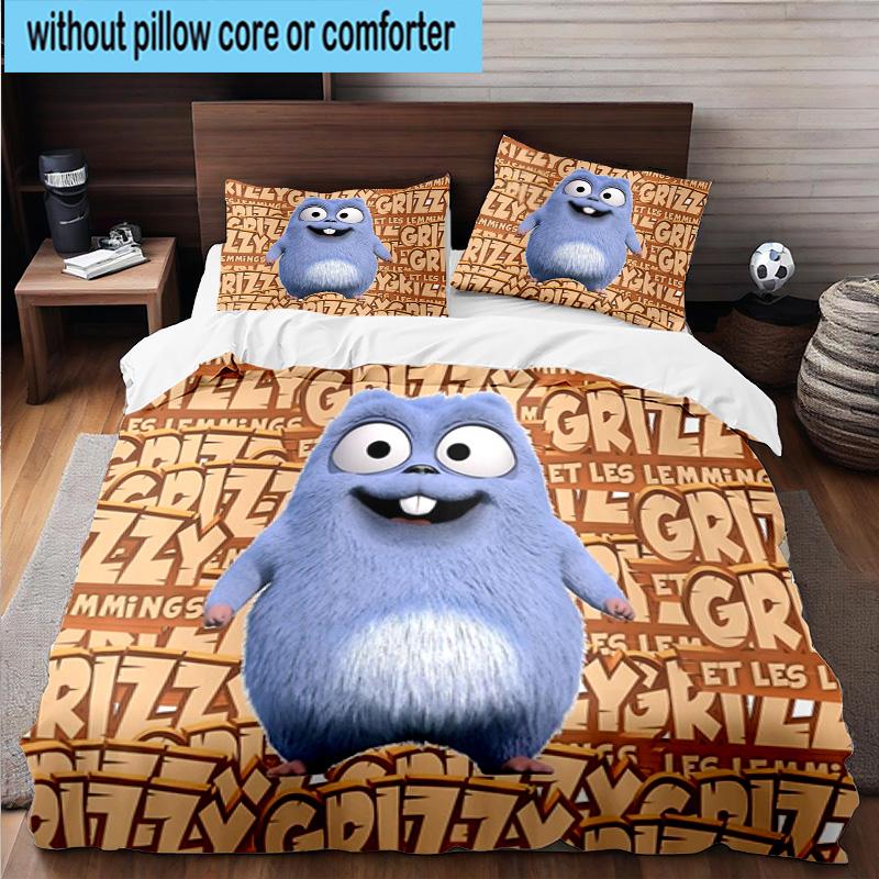 3PCS Bear And Blue Critter Adventure 3pcs Bedding,Including 3PCS Duvet Cover And 2pcs Pillowcases Perfect for Christmas,Ideal for Bedroom, Dormitory