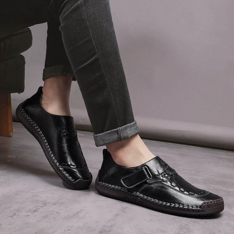 Мужские повседневные кожаные туфли, низкие уличные мокасины, мягкие кроссовки, нескользящие туфли на плоской подошве, мокасины ручной работы, большой размер 39-46