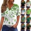 Women's T Shirt Tee Print Button Short Sleeve Daily Weekend Fashion Basic V- Neck Regular Top St. Patrick's Day