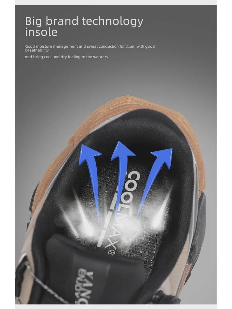 Men's Spring Outdoor Waterproof Hiking Shoes with Rotating Button, Non-Slip & Shock-Absorbing Design