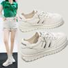 Версия из коровьей кожи~ женские летние новые легкие и универсальные повседневные спортивные маленькие белые туфли на толстой подошве из натуральной кожи