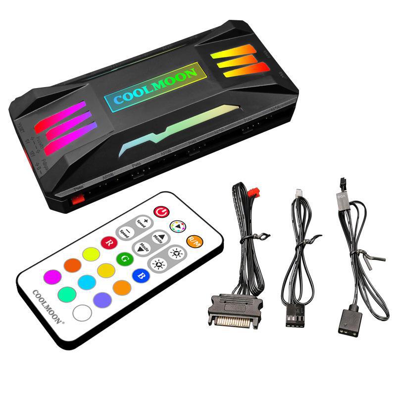 Контроллер вентилятора ARGB Sync 5 В 3-контактный с ШИМ-регулировкой температуры и беспроводным пультом дистанционного управления