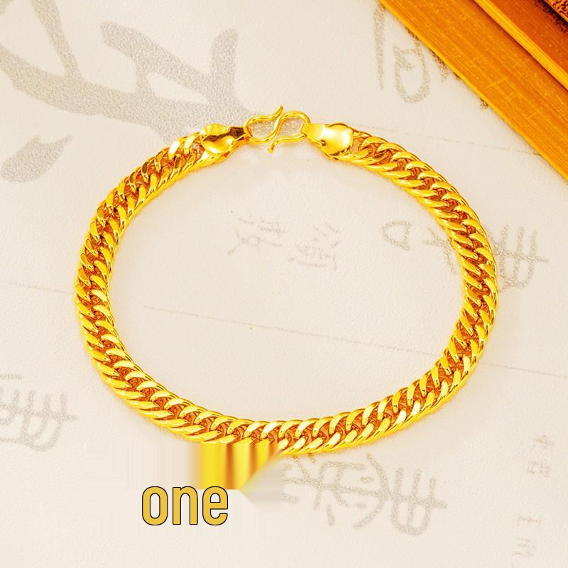 Мужское ретро-колье с двойной пряжкой из искусственного золота с отделкой вьетнамского песочного золота