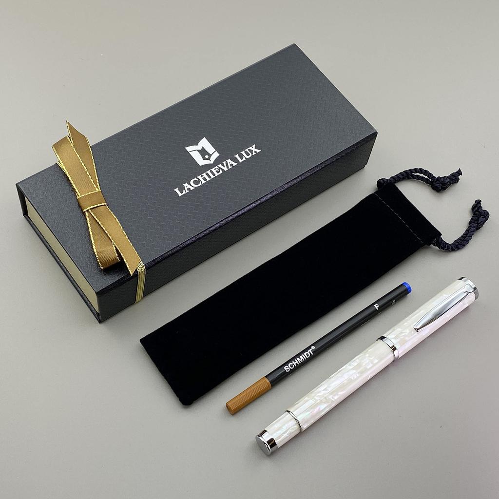 LACHIEVA LUX Natural Handmade Mother of Pearl Ink Luxury Rollerball Pen Gift from the Unisex - Sea,