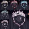 Наборы свадебных украшений 15 цветов для женщин Свадебная корона Серьги Тиары Набор Ожерелье Корона невесты Набор украшений Аксессуар для костюма