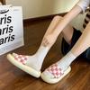 Женские тапочки с открытым носком для ванной, дома, для спальни, сандалии, домашние клетчатые туфли для женщин, шлепанцы, плоские, оригинальные I B Unique G F 39
