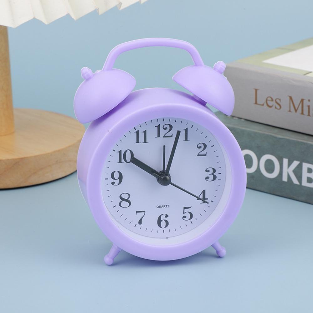 Double Bell Cartoon Alarm Plastic Bedside Clock Creative Small Alarm Clock Student