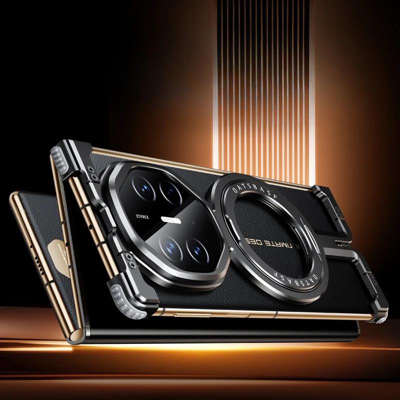 Ранний металлический безрамочный чехол для телефона Huawei Mate XT с подставкой 360°, магнитный, ультратонкий, защитный, противоударные корпуса
