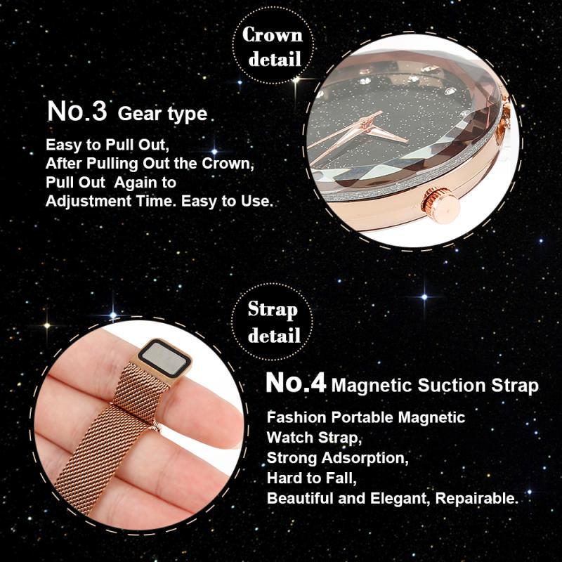 Женские брендовые часы Star с сетчатым магнитным браслетом, кварцевые часы «Звездное небо», женские часы с магнитным ремешком, часы с круглым циферблатом и магнитной застежкой
