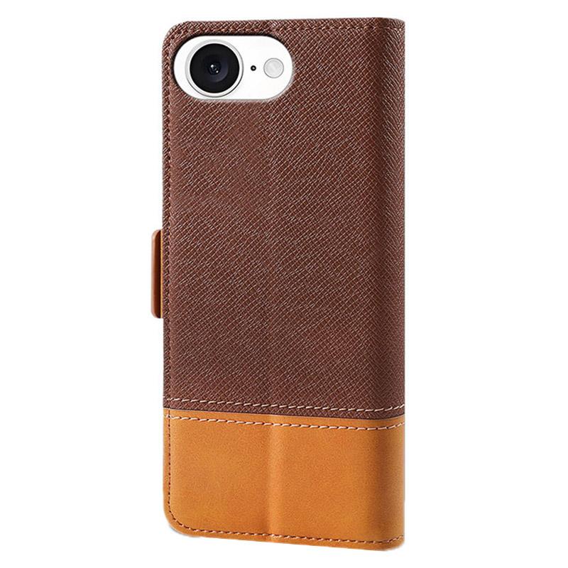 For iPhone 16e Case Color Splicing PU Leather Wallet Phone Cover
