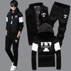 Men's Autumn Plus Fleece Warm Sports Casual Three-piece Suit