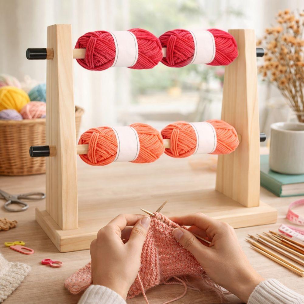Manual Wool Storage Rack Vertical Rotating Yarn Ball Stand Easy Assembly Thread Holder DIY Craft