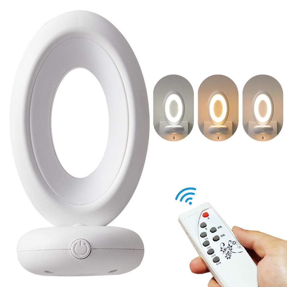 Creative Rotating Remote Control LED Night Light Plug-In Soft Light Eye Protection Sleep Atmosphere Bedroom Bedside Lamp