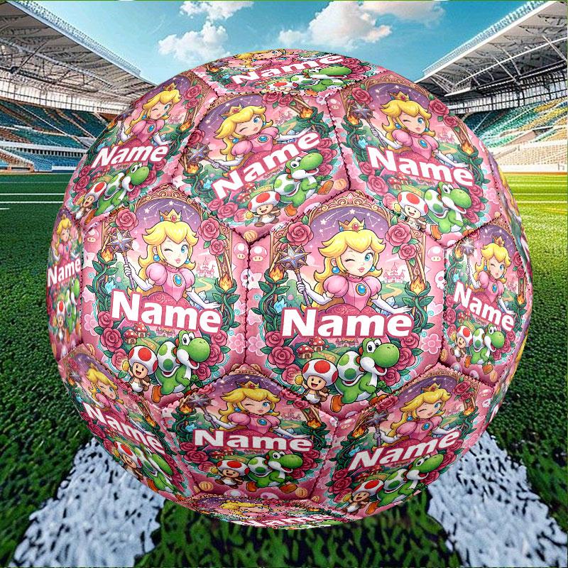 Custom Name Personalized Princess Peach Toadstool Print Size 5 Soccer Ball Training & Match Football, for Team, Kicking, Gift for Football Enthusiasts
