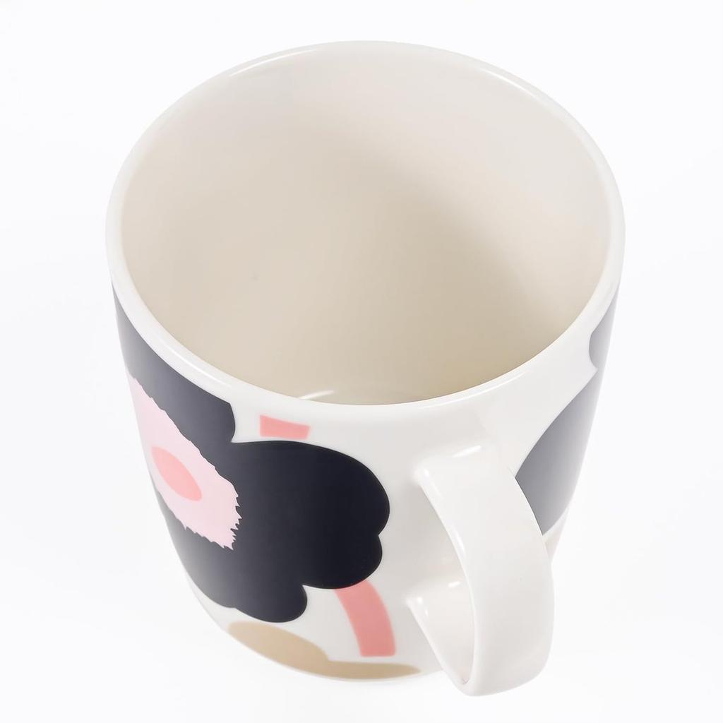 Кружка Marimekko Oiva Unikko 400 мл (Кремовый, Угольный, Песочный, Розовый), Большая фарфоровая кофейная чашка, скандинавский цветочный узор, суповая кружка 13,5 унций
