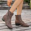 Fashion Leopard Print Kitten Heel Autumn New Round Toe Side Zip Soft Sole Non-slip Wear-resistant Short-thigh Boots