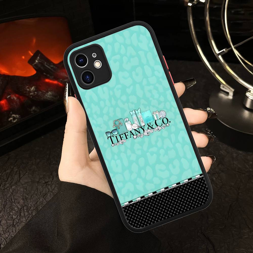 Эстетичный Синий T-Tiffany Матовый Прозрачный Чехол для Телефона для Чехла IPhone 16 15 14 13 12 11 Pro Max X XS Max Plus