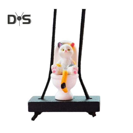 Подвеска для автомобиля в виде унитаза с изображением кота, подвесное украшение для зеркала заднего вида с шнурком, юмористические аксессуары для салона автомобиля