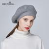 Зимние теплые береты для женщин, шерстяной вязаный берет с помпоном ZK2401
