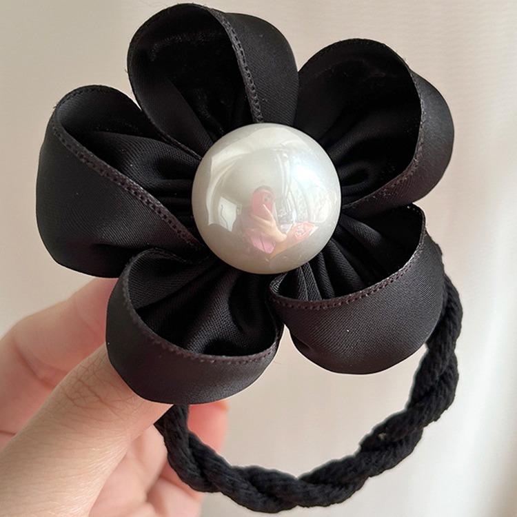 Французский Атласный Розовый Цветок Эластичные Повязки для Волос Женские Девичьи Веревки для Волос Завязки Цветок Резинки для Волос Держатель для Хвоста Аксессуары для Волос
