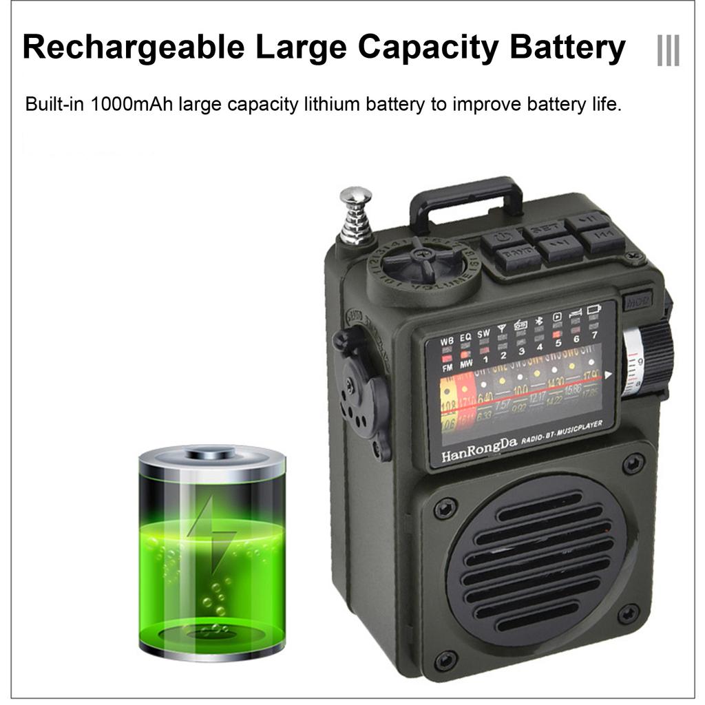 HRD-700 AM FM-радио Музыкальный плеер Портативный прием сигнала Перезаряжаемый динамик BT Панк Ретро-арт
