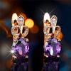 Роскошные Женские Фиолетовые Круглые Серьги-Кольца с Овальным Цирконом Модные Золотого Цвета Свадебные Для Женщин
