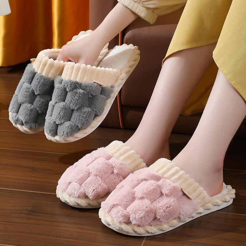 Мягкие хлопковые тапочки на толстой подошве для мужчин и женщин, идеально подходят для ношения в помещении осенью и зимой.