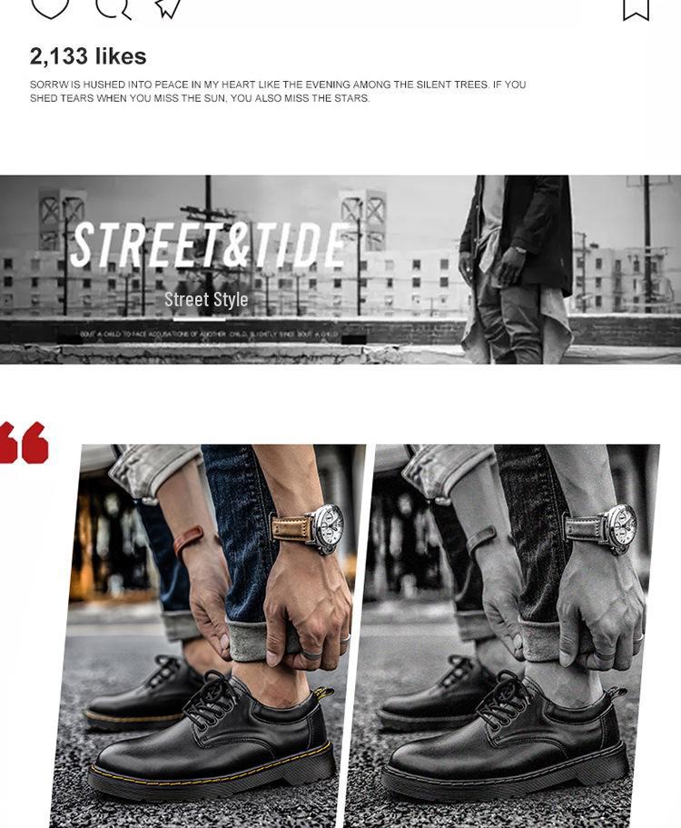 Мужские низкие ботинки Martin из натуральной кожи — большой размер, повседневная рабочая обувь в стиле ретро для весны и лета.