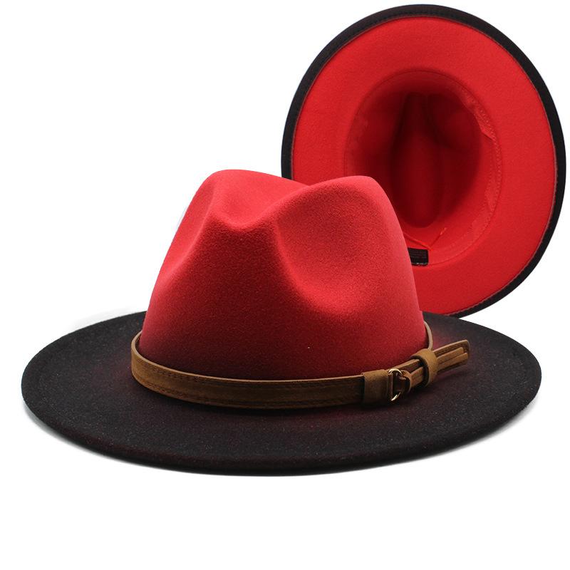 Соответствие цветов постепенное изменение цвета джазовая шляпа женская модная шерстяная шляпа цилиндр мужская уличное солнцезащитное колье