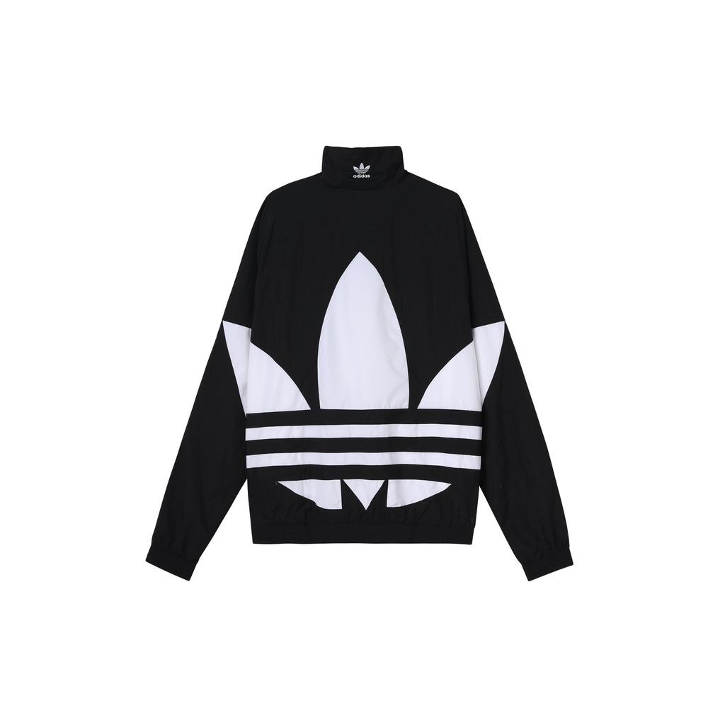 adidas Оригинальный спортивный топ с большим трилистником, ночной морской, на молнии, ретро спортивная куртка, мужские топы, черный FM9892
