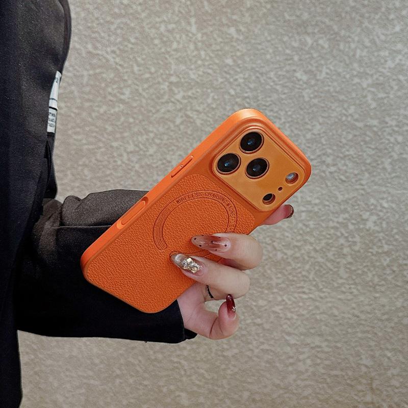Однотонная рамка Искусственная кожа Магнитный чехол для телефона Для iPhone 17 Pro Max 15 13 14 16 Pro Max Для MagSafe Бампер Задняя крышка