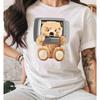 Women's Fun Cartoon Milk Tea Bear Print Round Neck Short-sleeved T-shirt Tops Teddy Bear Oversized T Shirt