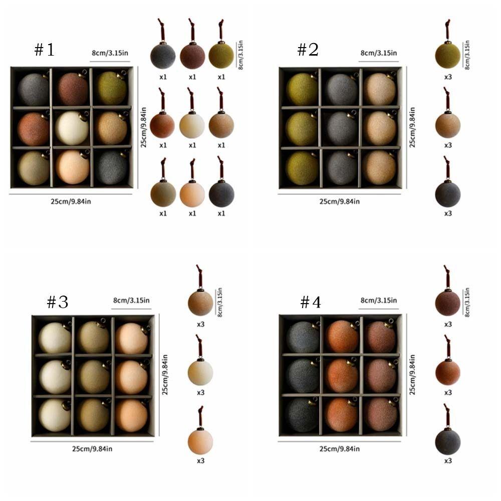 9pcs 8cm Velvet Christmas Ball Pendant Shatterproof Flocking Christmas Hanging Balls Reusable Xmas Tree Ornaments Party Favors