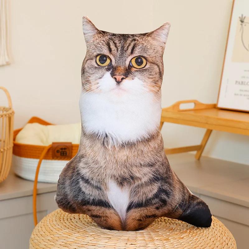 Милые Реалистичные 3D Плюшевые Игрушки Кошки Мягкая Кукла Животное Симуляция Подушка для Сна Диванная Подушка Мультяшная Кукла Домашний Декор Подарок