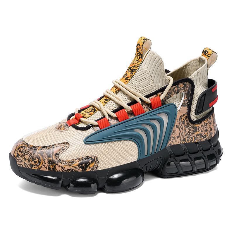 Осенняя уличная легкая мужская обувь большого размера, подошва «нож», кроссовки для папы, повседневные дышащие кроссовки из летучего трикотажа, мужская обувь