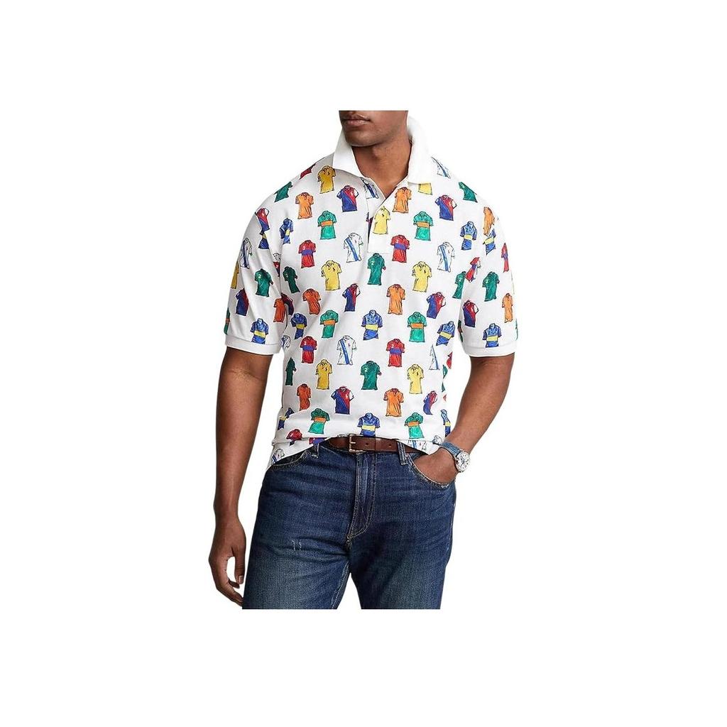 Polo Ralph Lauren Классический крой Полностью принтованная сетчатая рубашка поло Мужские топы Белый 710864994-001