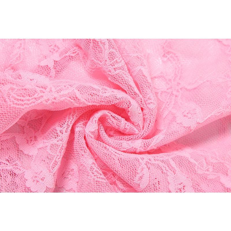 Spring Women's Sexy See-Through Hollow Out High Waist Jacquard Tight Long Sleeve Lace Jumpsuit