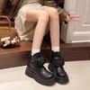 Fashion Chunky Women Motorcycle Short Boots Fashion Lace Up Ankle Booties Retro Style Autumn Winter Female Increase Shoes Zapatos Mujer