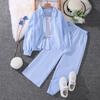 Spring Autumn Teen Girls Clothing Set Stripe Long Sleeve Shirt+Wide Leg Pants 3Pcs Suit For 6-13 Years Kids Fashion Outfit
